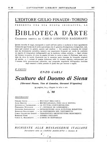 L'avvisatore librario settimanale bollettino bibliografico