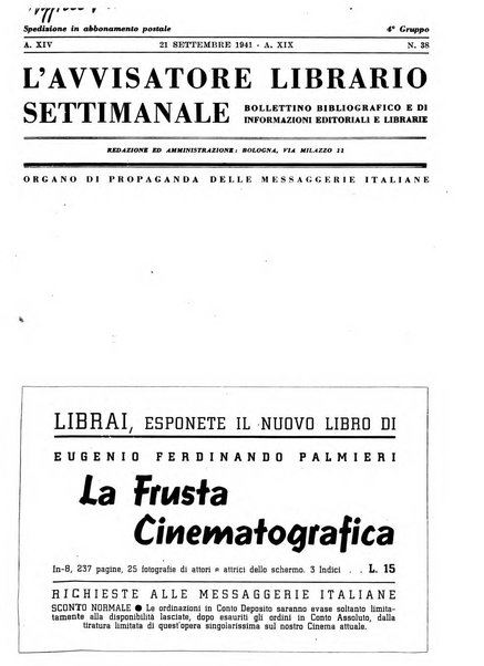 L'avvisatore librario settimanale bollettino bibliografico