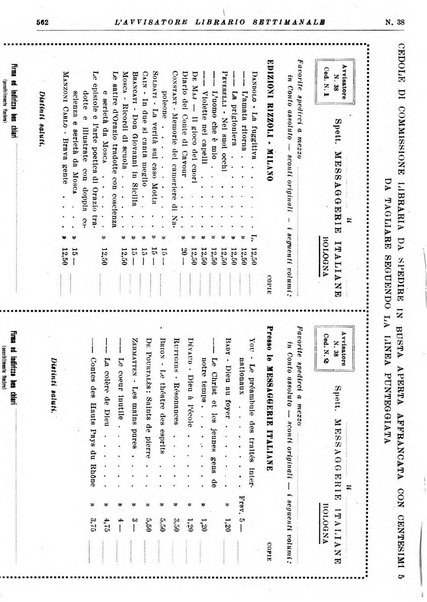 L'avvisatore librario settimanale bollettino bibliografico