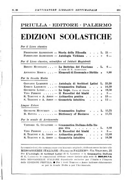 L'avvisatore librario settimanale bollettino bibliografico