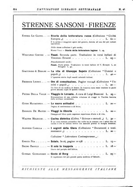 L'avvisatore librario settimanale bollettino bibliografico