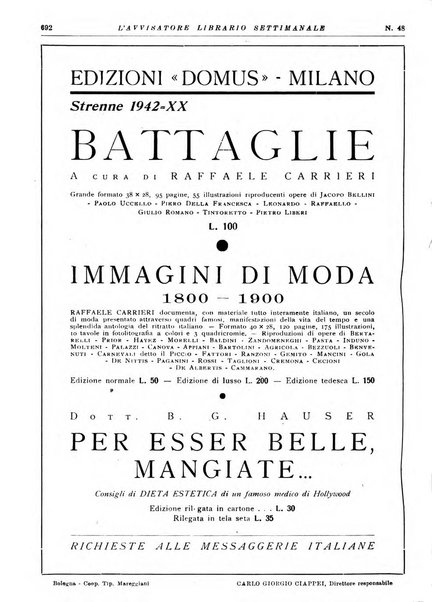 L'avvisatore librario settimanale bollettino bibliografico