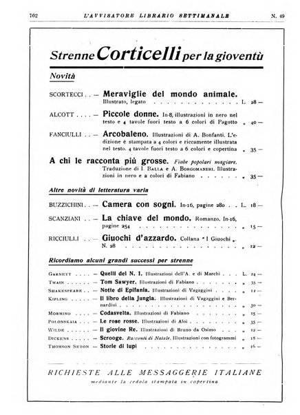 L'avvisatore librario settimanale bollettino bibliografico