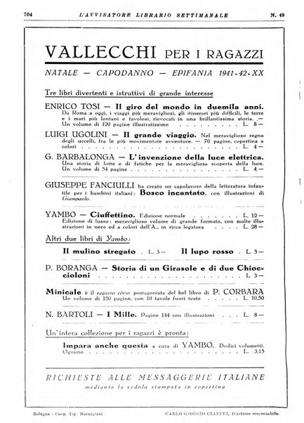 L'avvisatore librario settimanale bollettino bibliografico