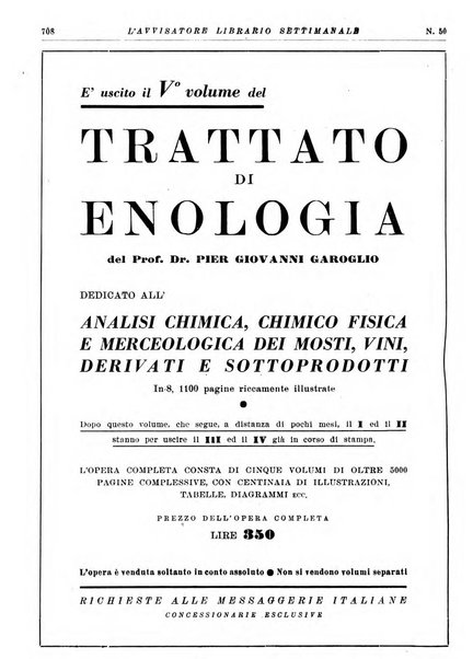 L'avvisatore librario settimanale bollettino bibliografico