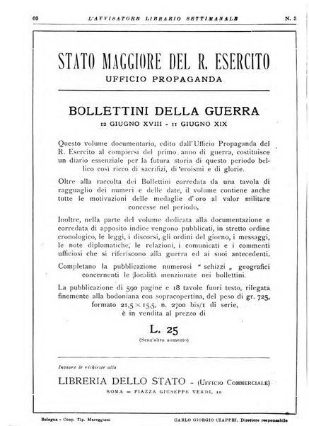 L'avvisatore librario settimanale bollettino bibliografico