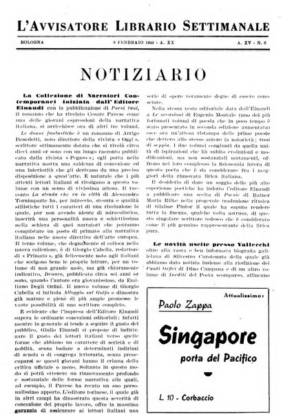 L'avvisatore librario settimanale bollettino bibliografico