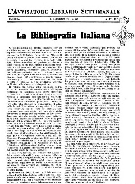 L'avvisatore librario settimanale bollettino bibliografico