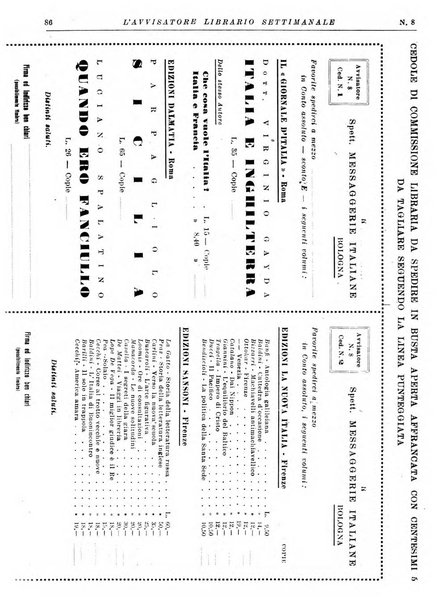 L'avvisatore librario settimanale bollettino bibliografico