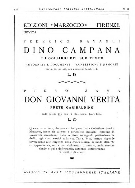 L'avvisatore librario settimanale bollettino bibliografico