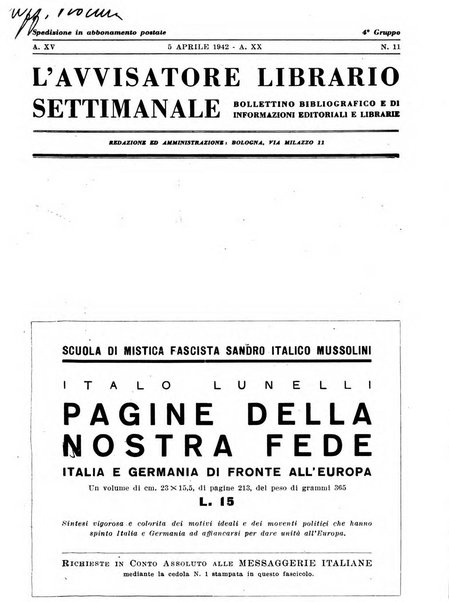 L'avvisatore librario settimanale bollettino bibliografico