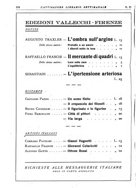 L'avvisatore librario settimanale bollettino bibliografico