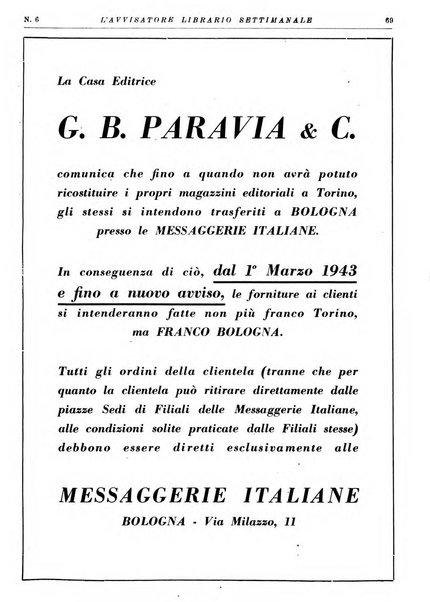 L'avvisatore librario settimanale bollettino bibliografico