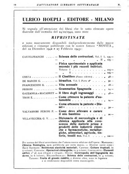 L'avvisatore librario settimanale bollettino bibliografico