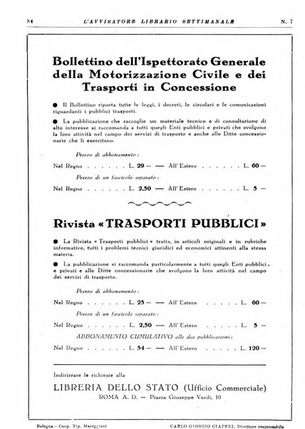 L'avvisatore librario settimanale bollettino bibliografico