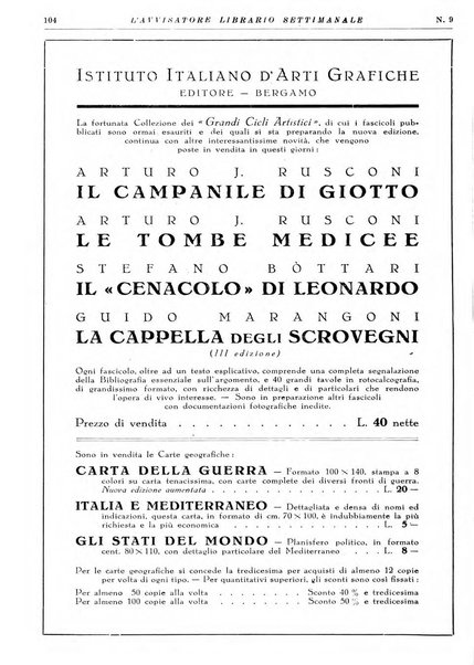 L'avvisatore librario settimanale bollettino bibliografico