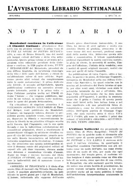 L'avvisatore librario settimanale bollettino bibliografico