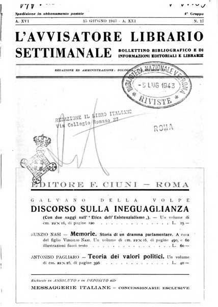 L'avvisatore librario settimanale bollettino bibliografico