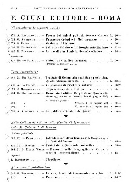 L'avvisatore librario settimanale bollettino bibliografico