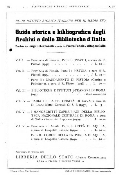 L'avvisatore librario settimanale bollettino bibliografico