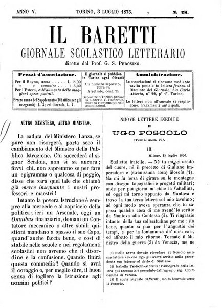 Il Baretti nuovo giornale d'istruzione