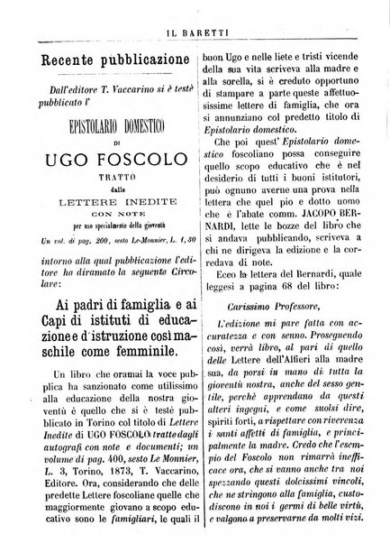 Il Baretti nuovo giornale d'istruzione