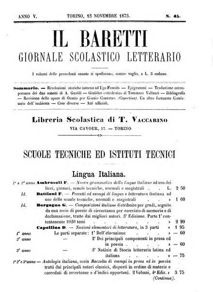 Il Baretti nuovo giornale d'istruzione