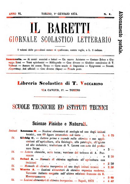 Il Baretti nuovo giornale d'istruzione