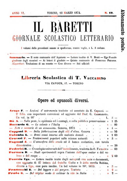 Il Baretti nuovo giornale d'istruzione