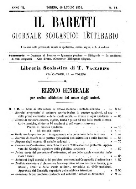 Il Baretti nuovo giornale d'istruzione