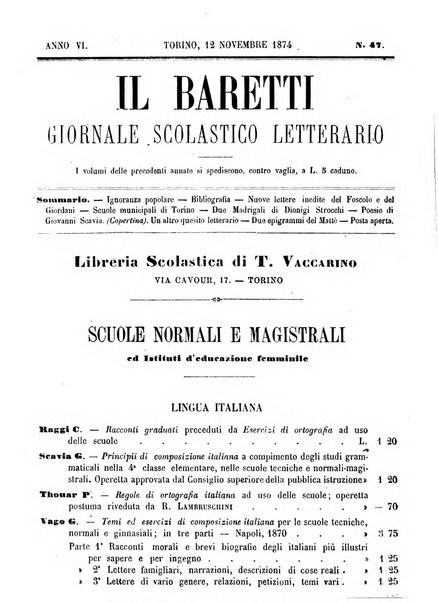 Il Baretti nuovo giornale d'istruzione