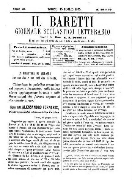 Il Baretti nuovo giornale d'istruzione