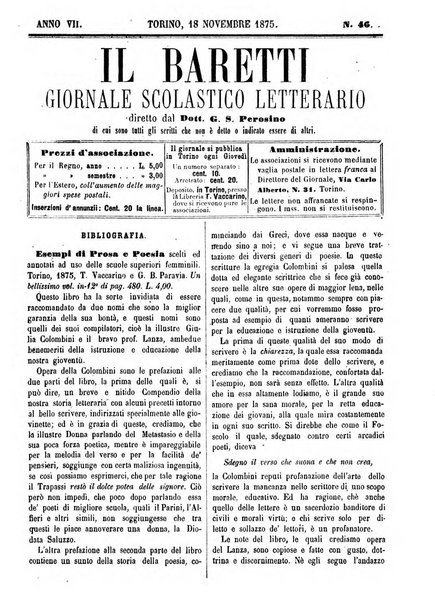 Il Baretti nuovo giornale d'istruzione