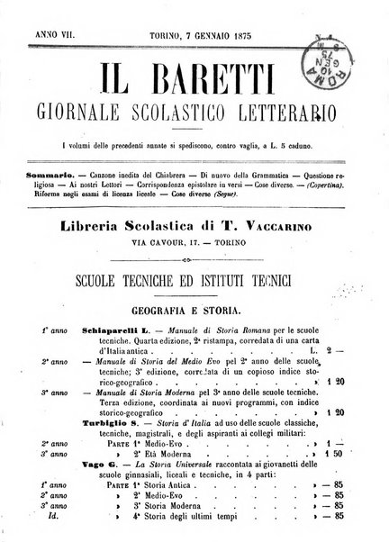 Il Baretti nuovo giornale d'istruzione