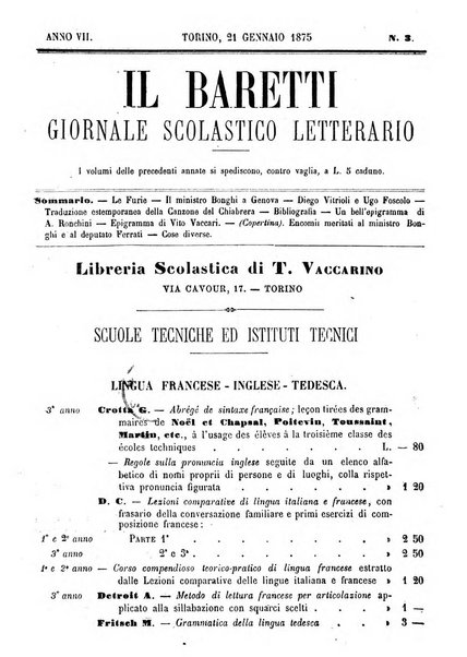 Il Baretti nuovo giornale d'istruzione