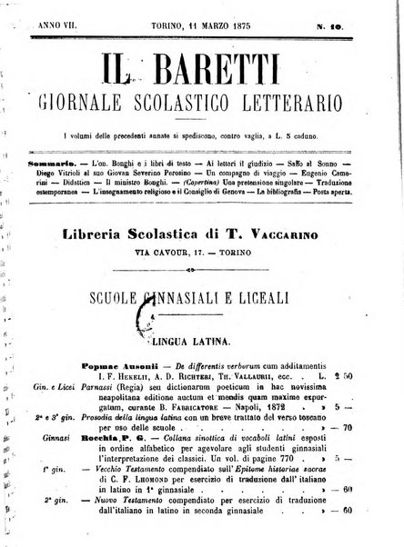 Il Baretti nuovo giornale d'istruzione