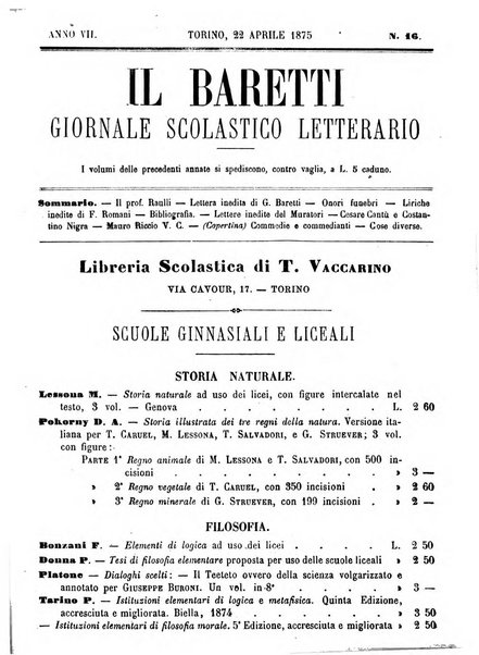 Il Baretti nuovo giornale d'istruzione