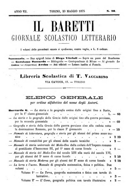 Il Baretti nuovo giornale d'istruzione