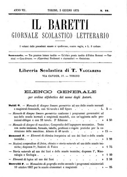 Il Baretti nuovo giornale d'istruzione