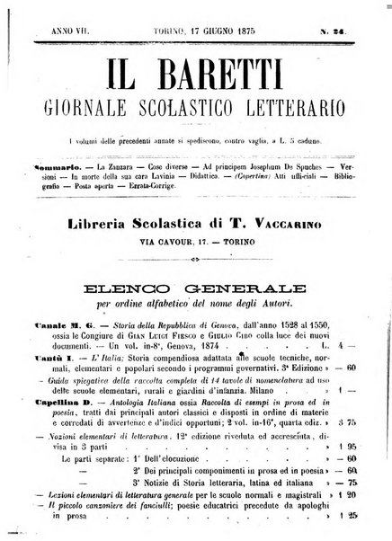 Il Baretti nuovo giornale d'istruzione