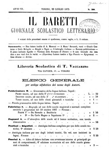 Il Baretti nuovo giornale d'istruzione