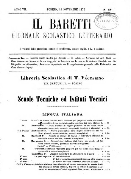 Il Baretti nuovo giornale d'istruzione