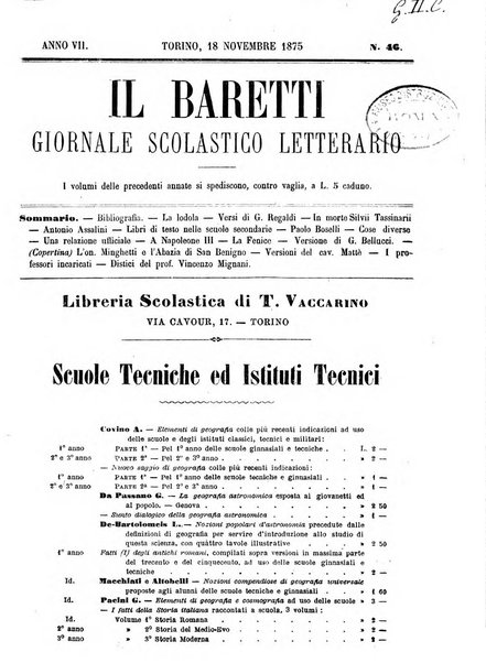 Il Baretti nuovo giornale d'istruzione