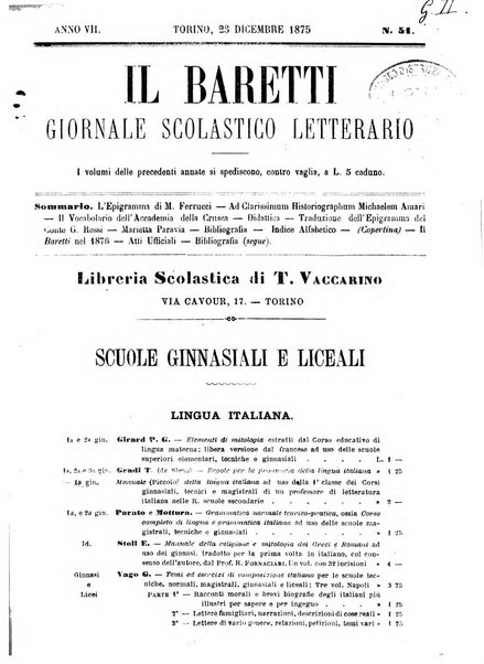 Il Baretti nuovo giornale d'istruzione