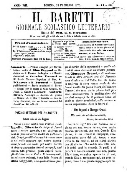 Il Baretti nuovo giornale d'istruzione