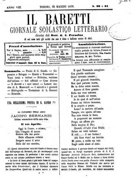 Il Baretti nuovo giornale d'istruzione