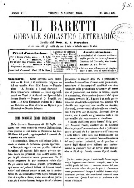 Il Baretti nuovo giornale d'istruzione