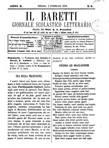 Il Baretti nuovo giornale d'istruzione