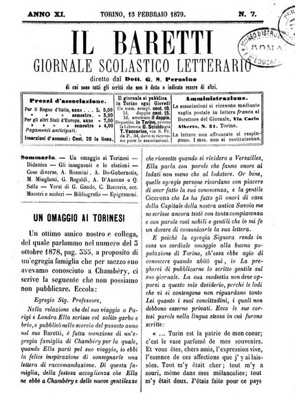 Il Baretti nuovo giornale d'istruzione