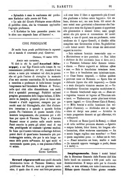 Il Baretti nuovo giornale d'istruzione